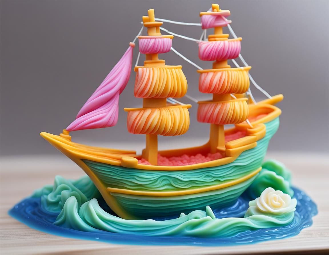 Colorful Soap Carving of a Ship
