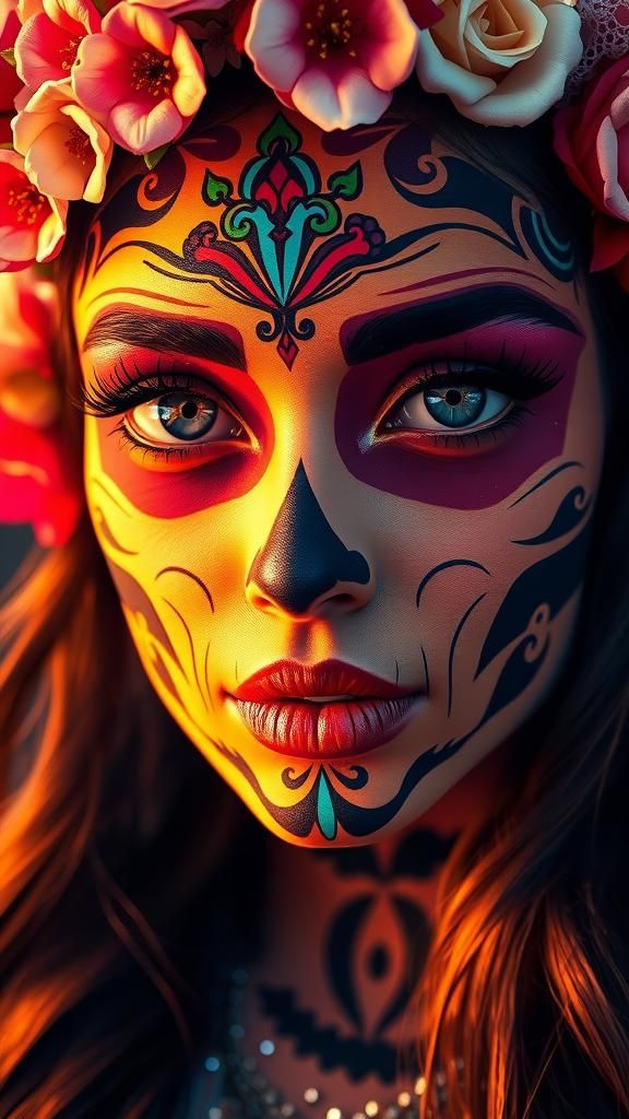 Day of the Dead Face Paint in Anime Style