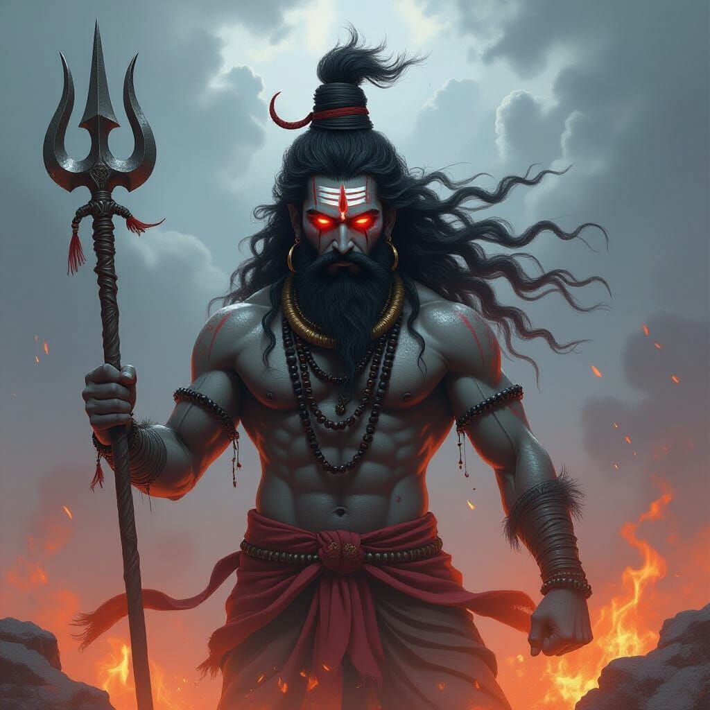 Divine Rudra Form of Shiva with Third Eye
