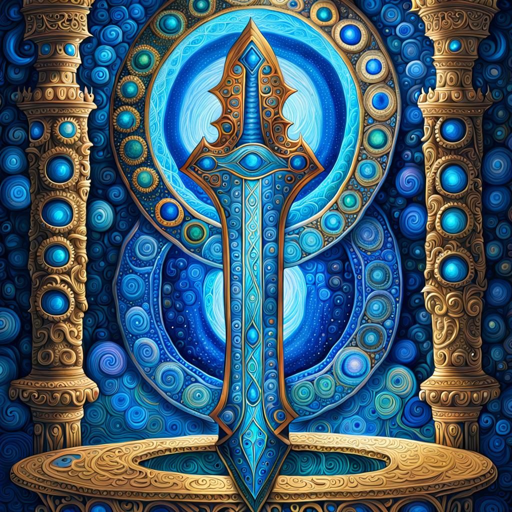 Astral Sword of Divine Light in Pablo Amaringo Style