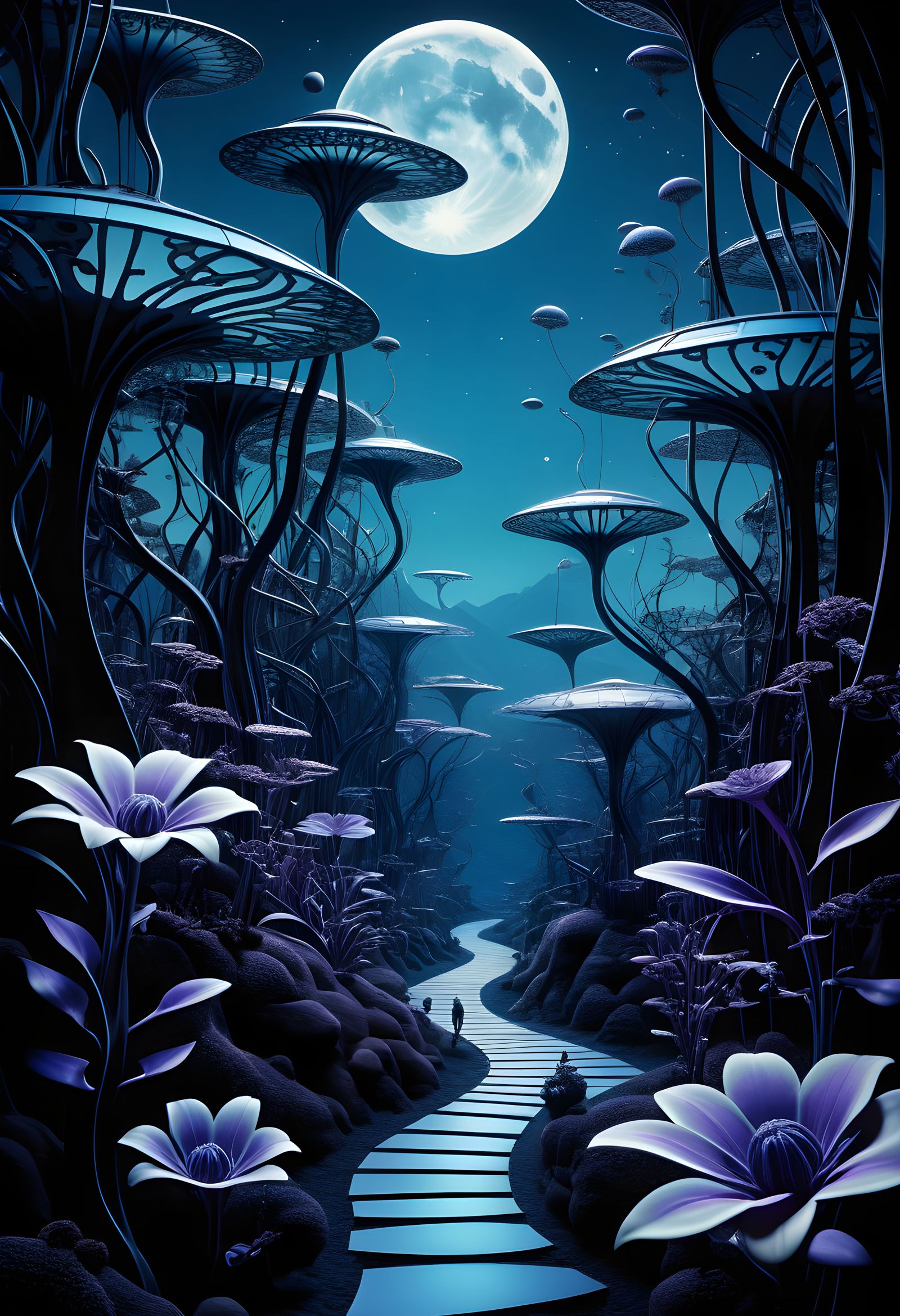 Surrealistic Alien Planet in Hyperralistic Style