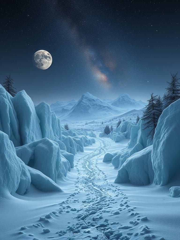 Frozen Labyrinth of Icebergs in an Arctic Wonderland