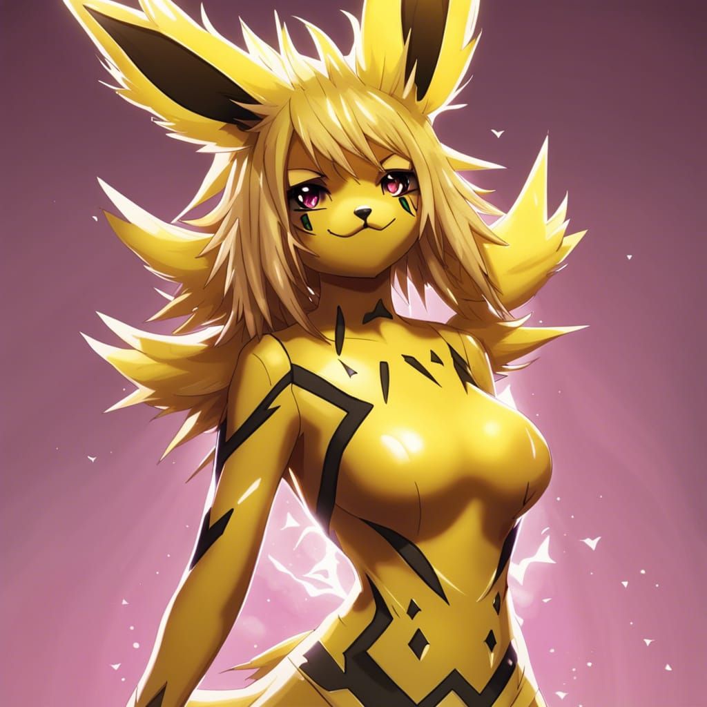 Female Anthro Jolteon Latex Bodysuit: Anime Style