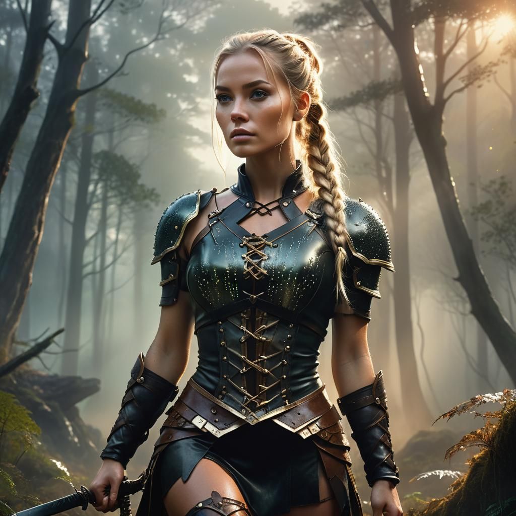 Fantasy Woman in Forest, Digital Matte Painting