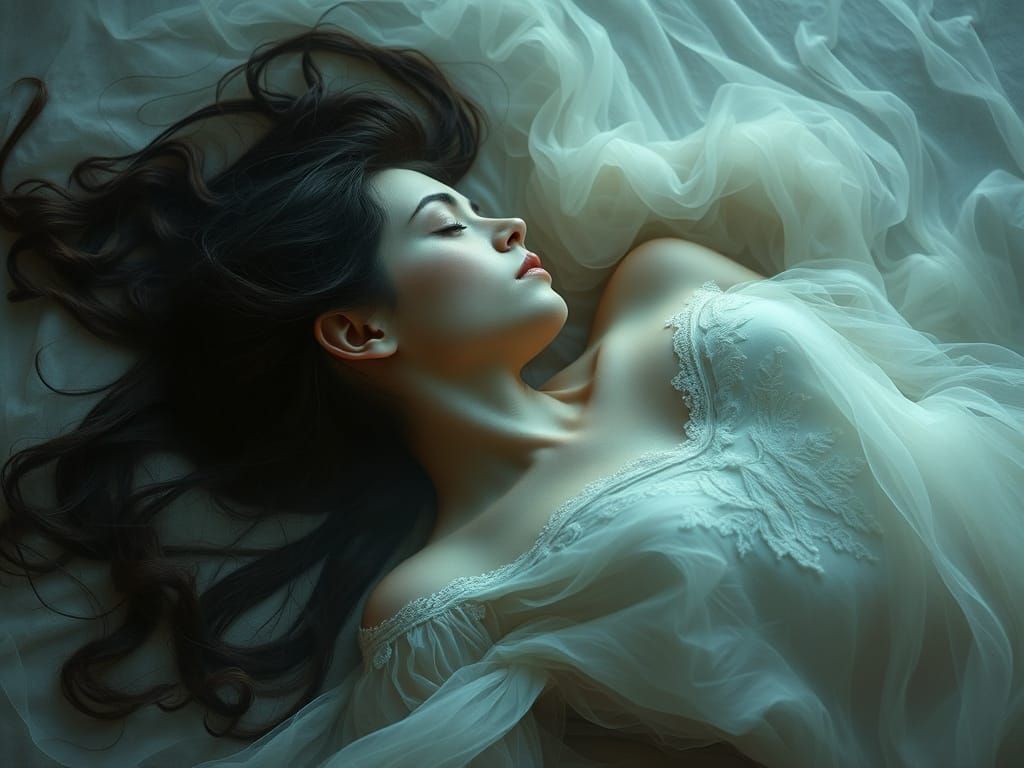 Ethereal Dreamer in Soft Surreal Landscape