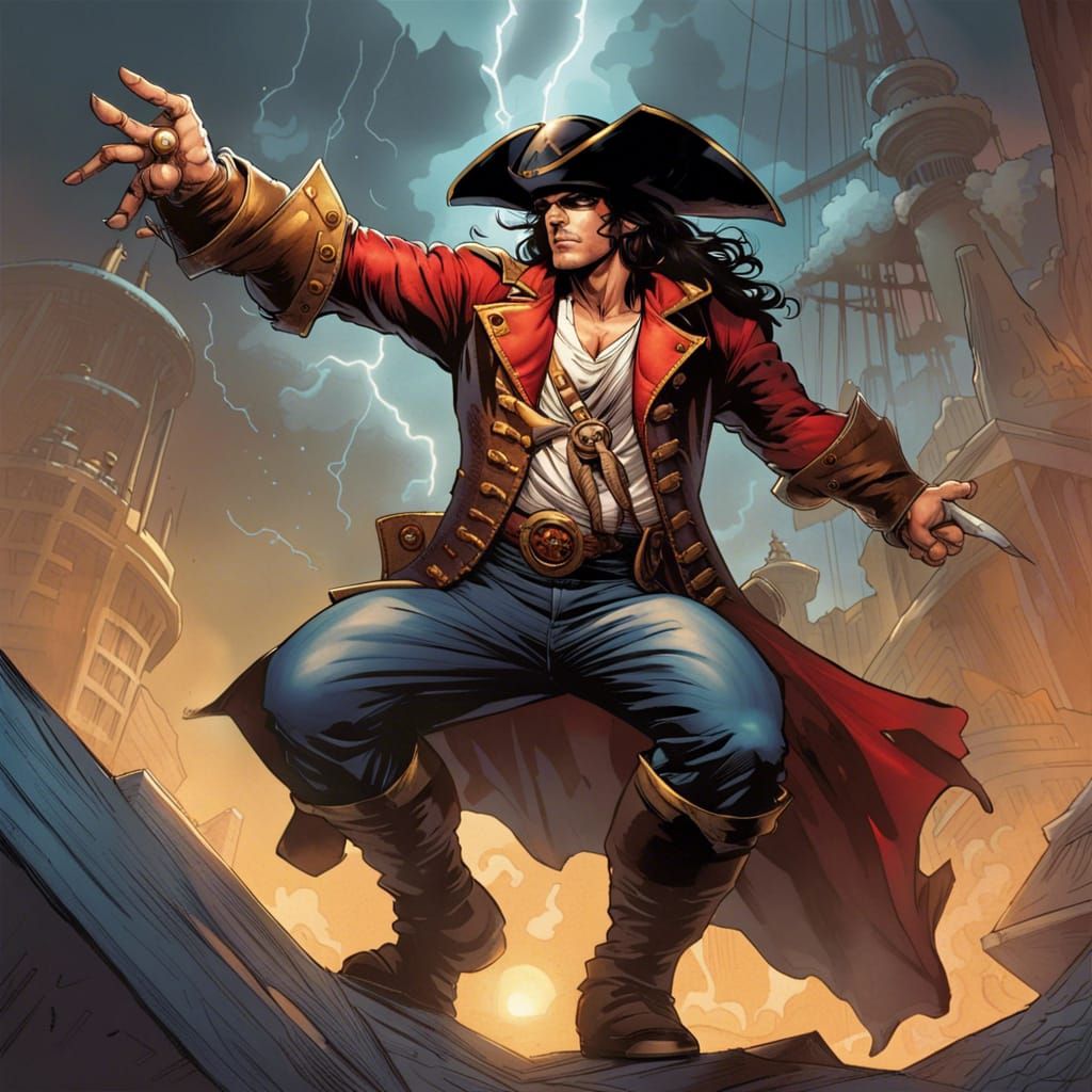 Pirate Superhero in Heroic Comic Art Style