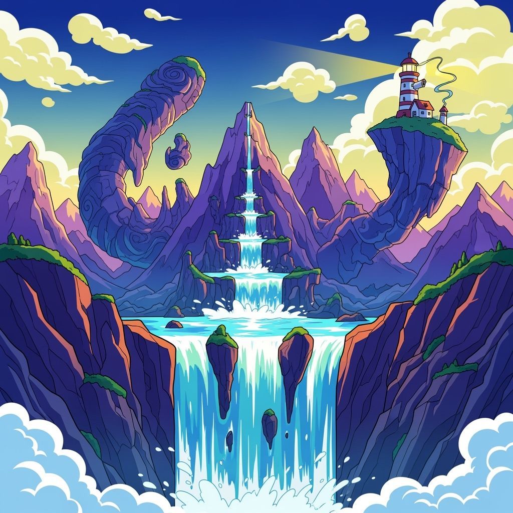 Cartoon Landscape in Rick and Morty Style