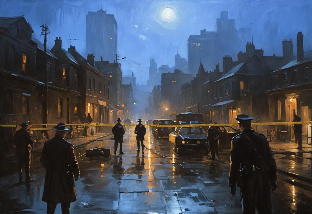 Noir Crime Scene Investigation at Night