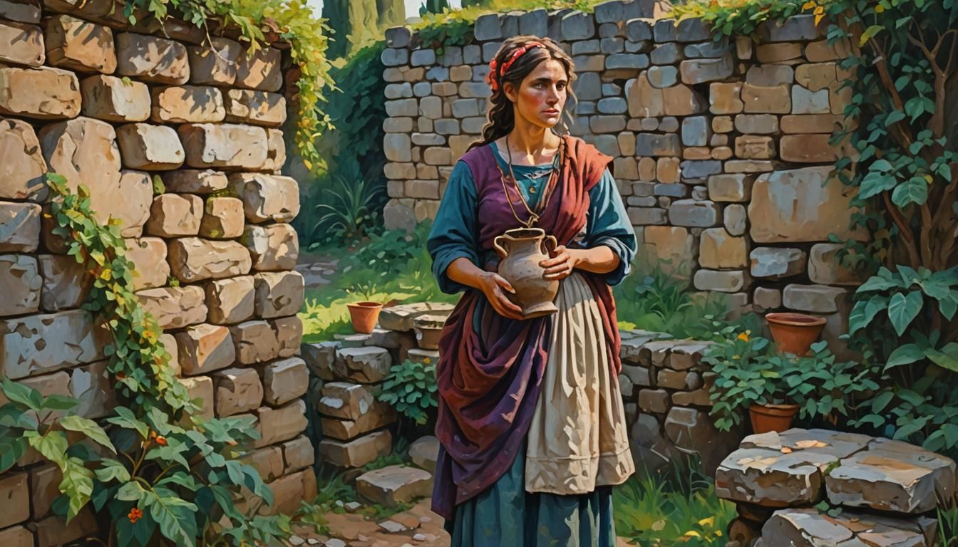 Roman Peasant Girl: Hypermaximalist Impressionist Portrait