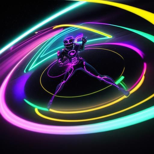 Jim Fixx Runs on Saturn in Neon Low-Poly Art