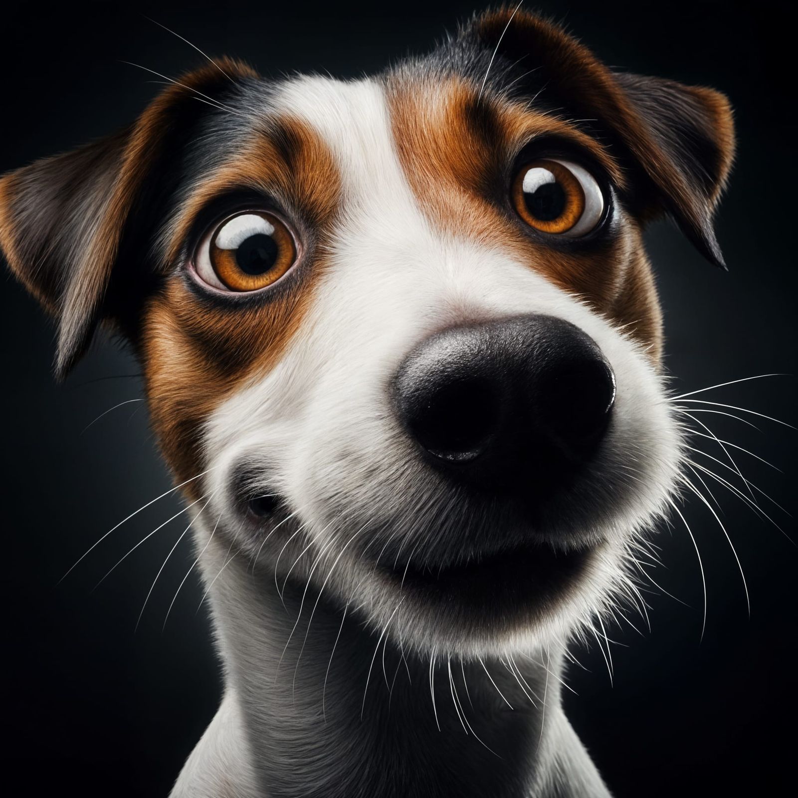 Sarcastic Jack Russell Terrier Shimmers in Darkness