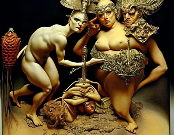 Surreal Barbecue with Wraiths in Stopmotion Style