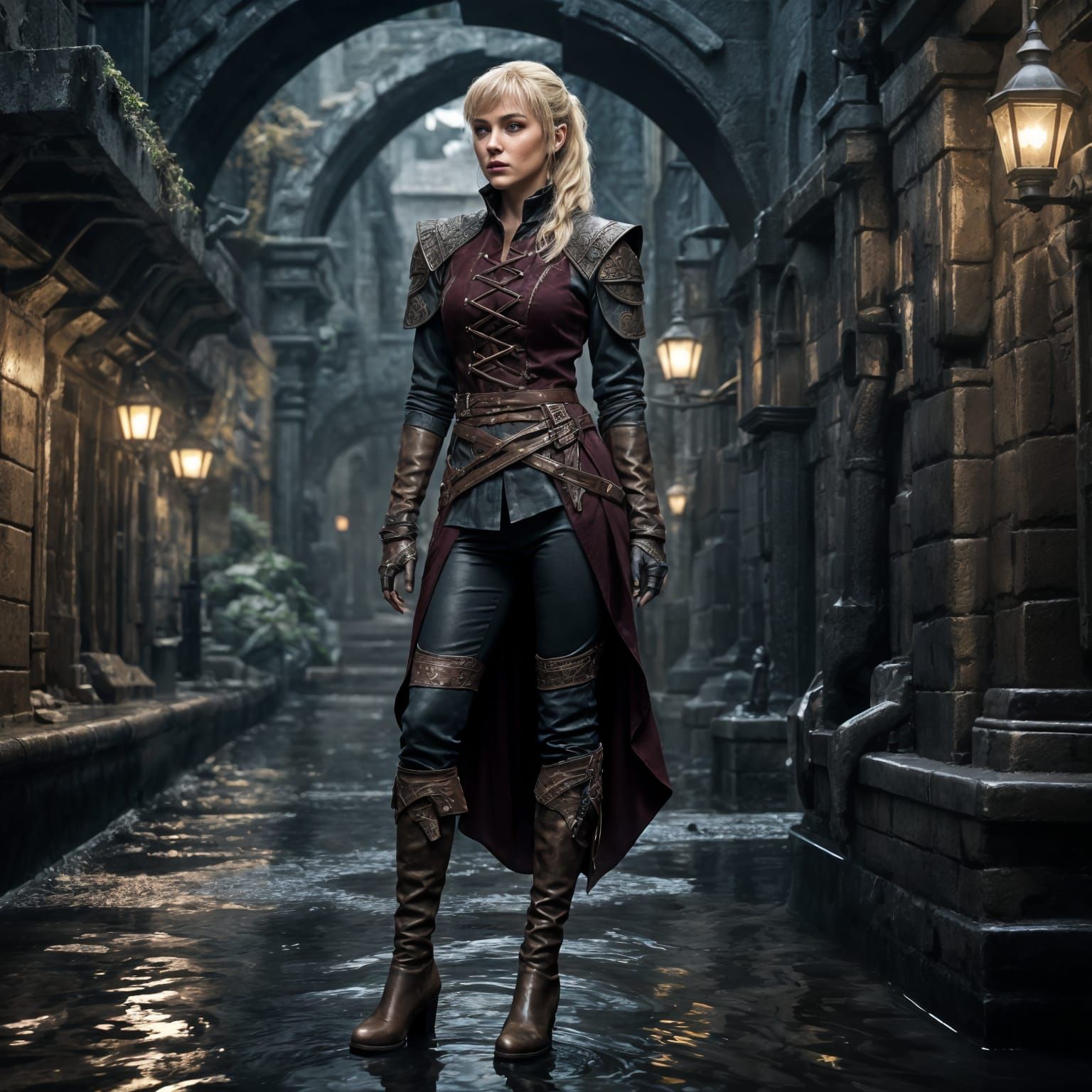 Half-Elf Rogue in Sewer, Fantasy Digital Art