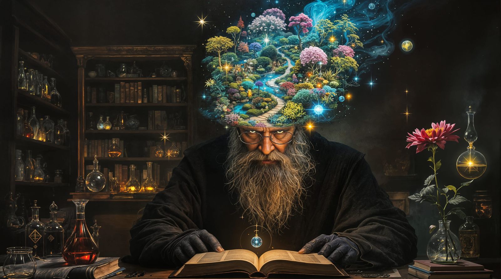 Elderly Alchemist in a Renaissance Oil Painting Style