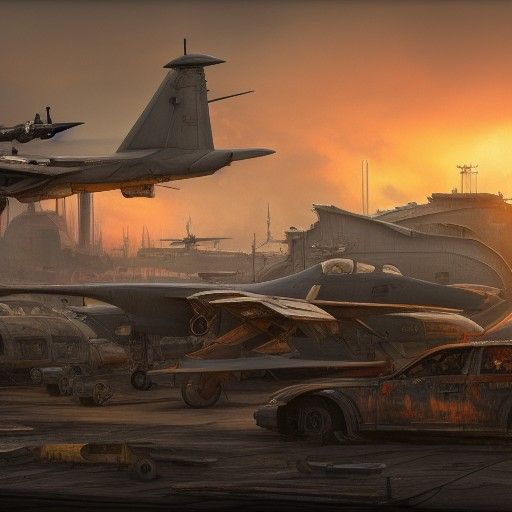 Military Aircraft Scrapyard: Detailed Matte Painting