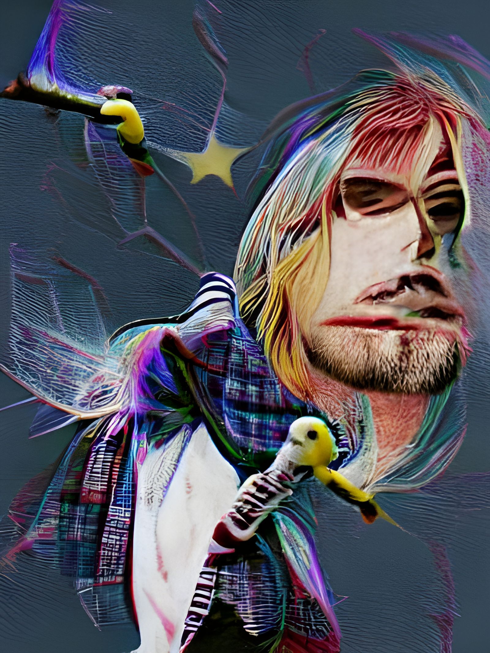 Kurt Cobain Portrait in Digital Art Style