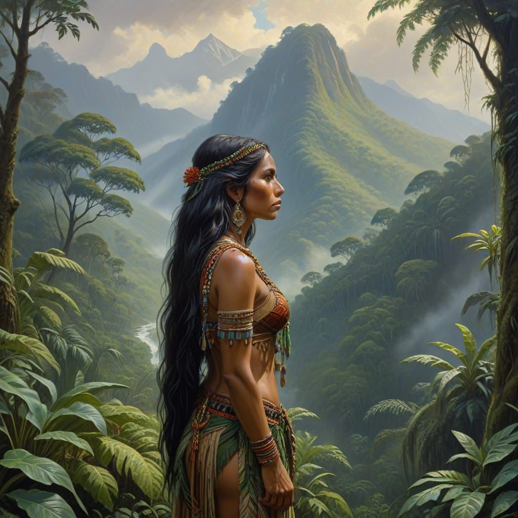 Woman in Rainforest, Classical Realism Painting