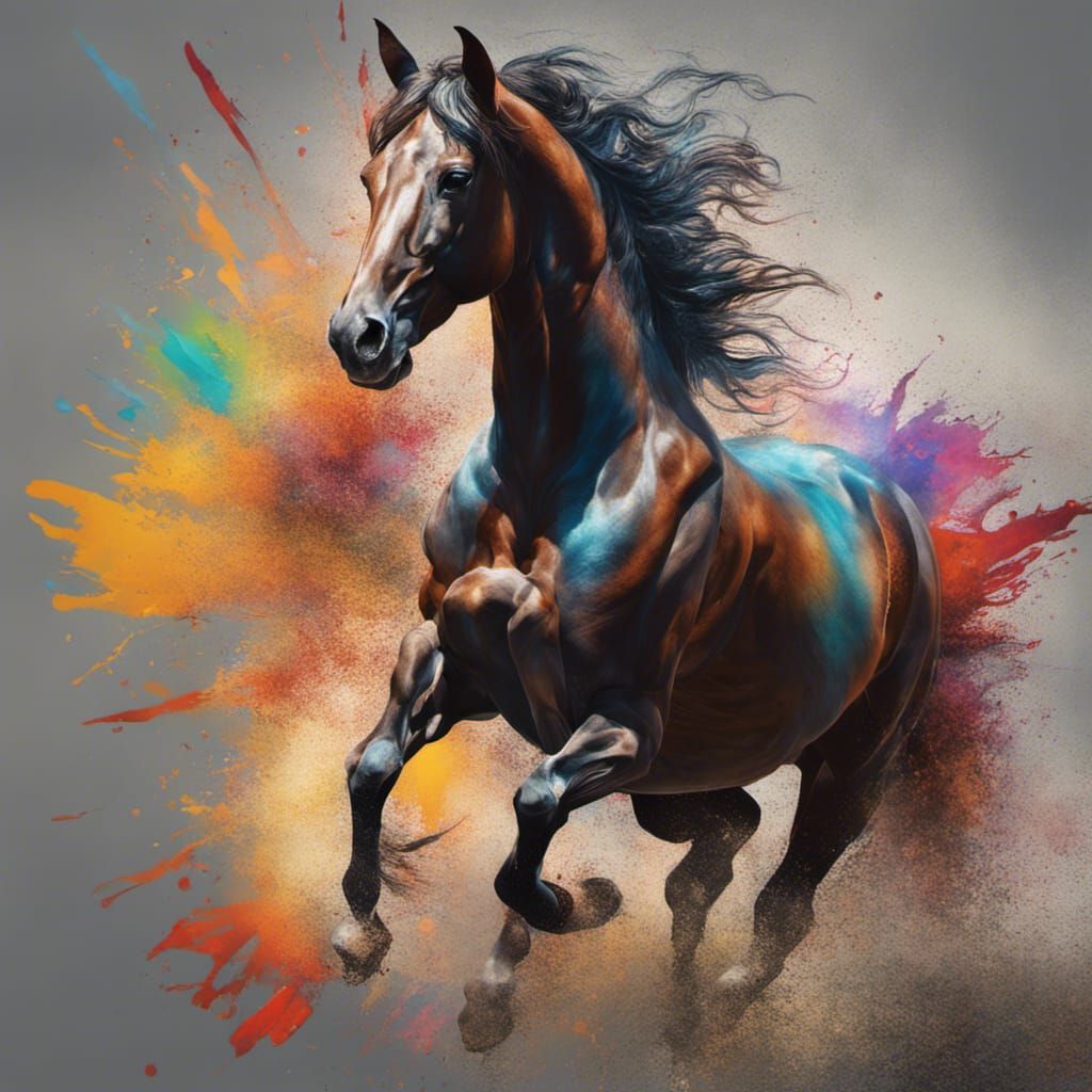 Hyperrealistic Horse Portrait in Splash Art Style