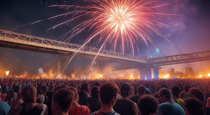Secret Rave Party Under Highway Bridge at Dawn