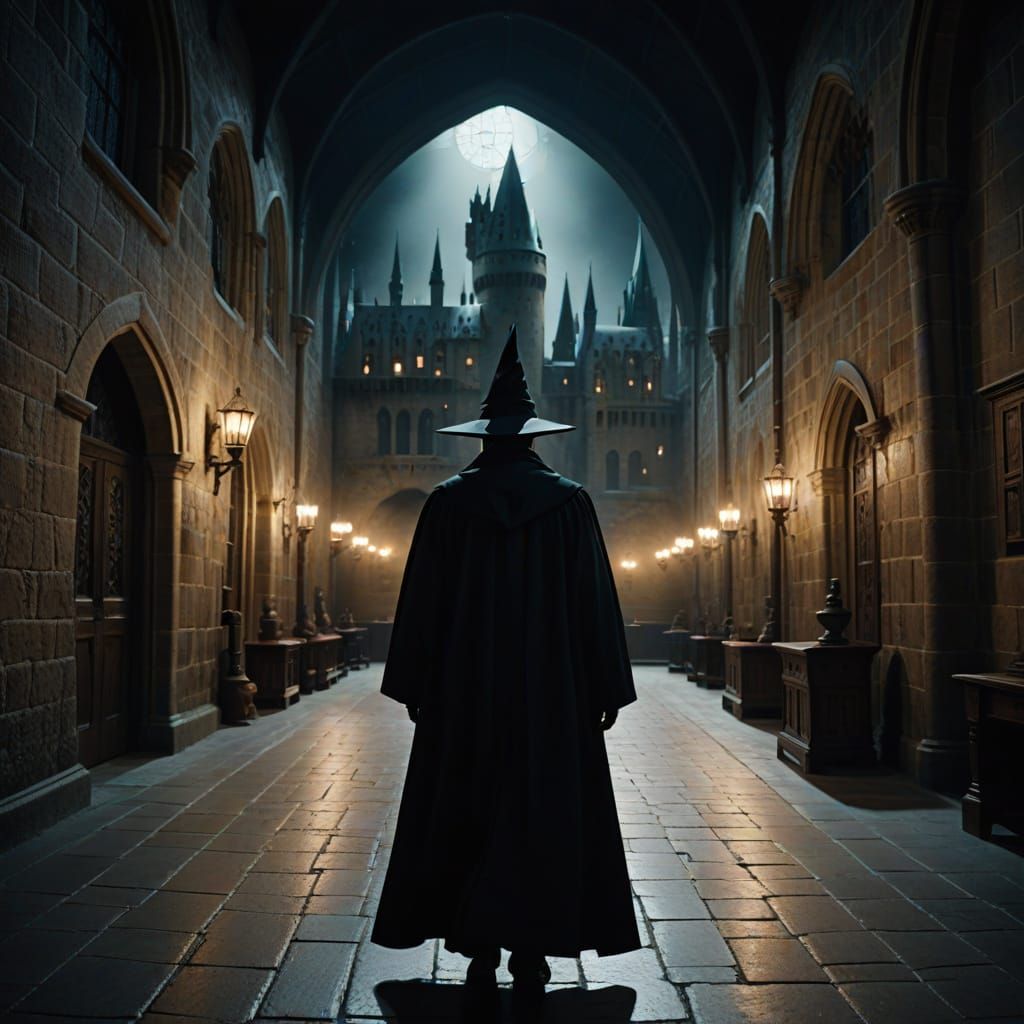 Bald Wizard at Hogwarts in Fashion Photography Style