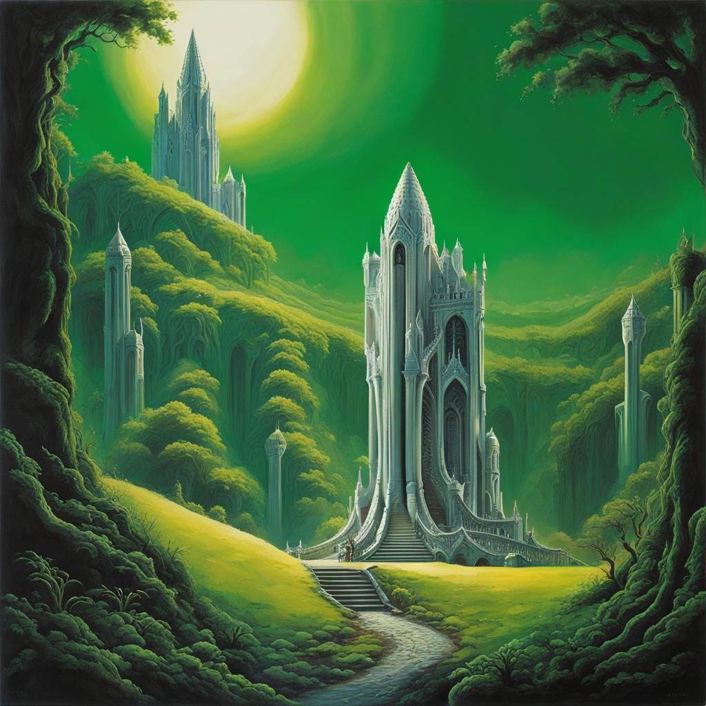 Adventurers and Ghost Statue in Medieval Fantasy