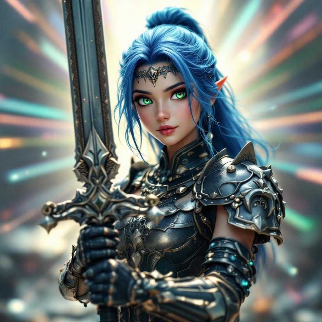 Girl Warrior with Sword in Pixar-Inspired 3D Rendering