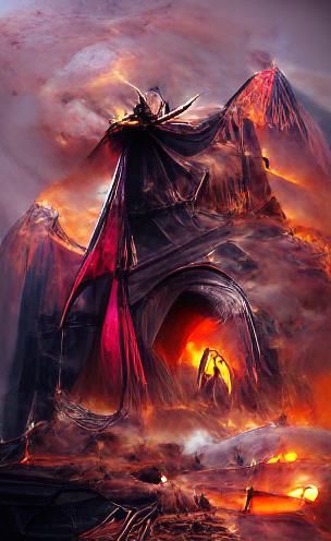 Fiery Depths of Mordor: AI Generated Landscape