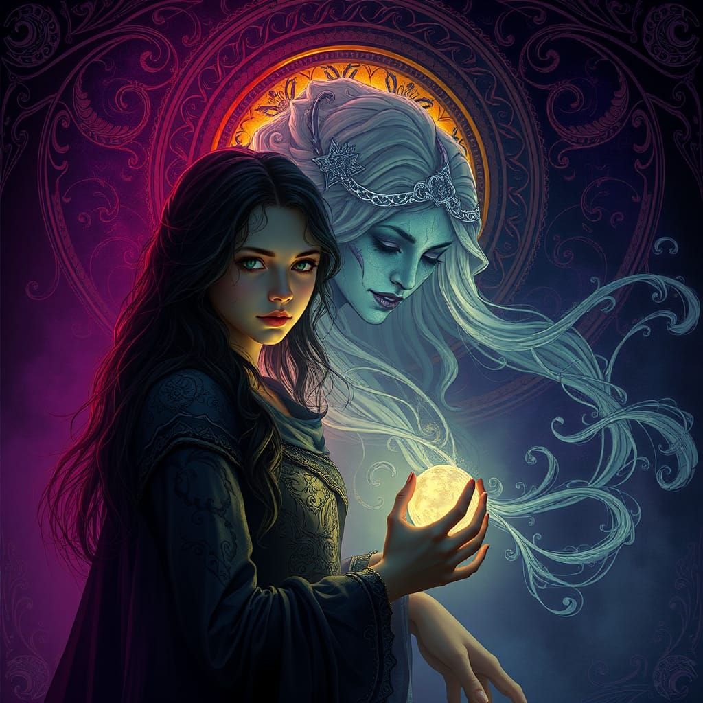 Mysterious Emma and Ethereal Mother in Art Nouveau Style