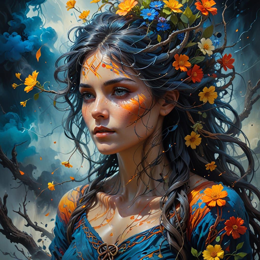 Ancient Sage in Vibrant Dreamlike Woodland