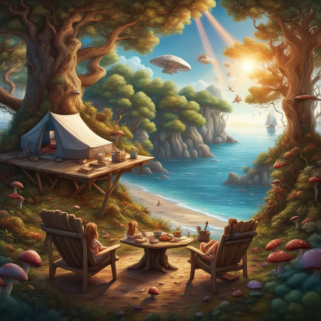 Fantasy Forest Meets Ocean in Photorealistic 8K