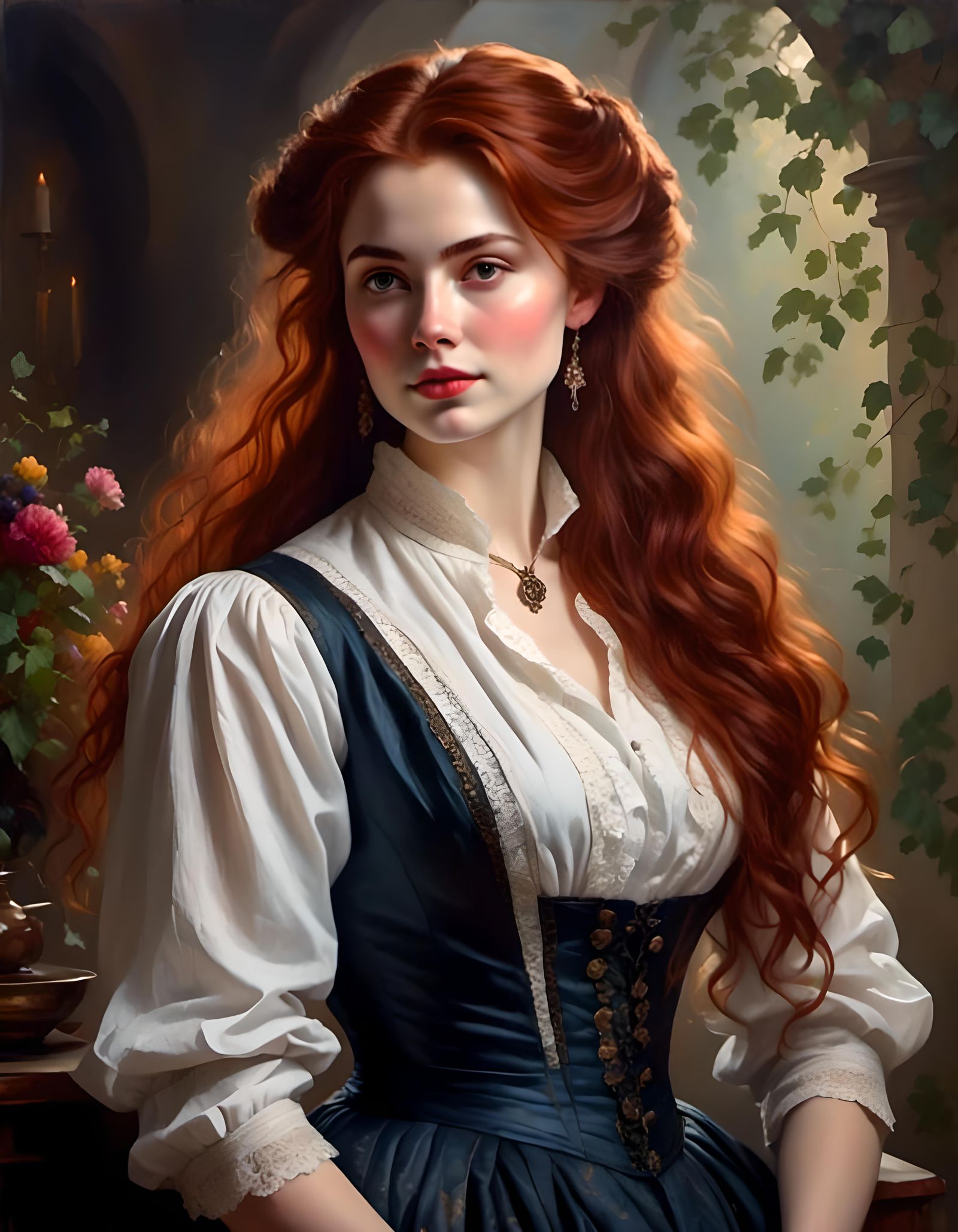 Victorian Woman Portrait with Mystical Fantasy Elements