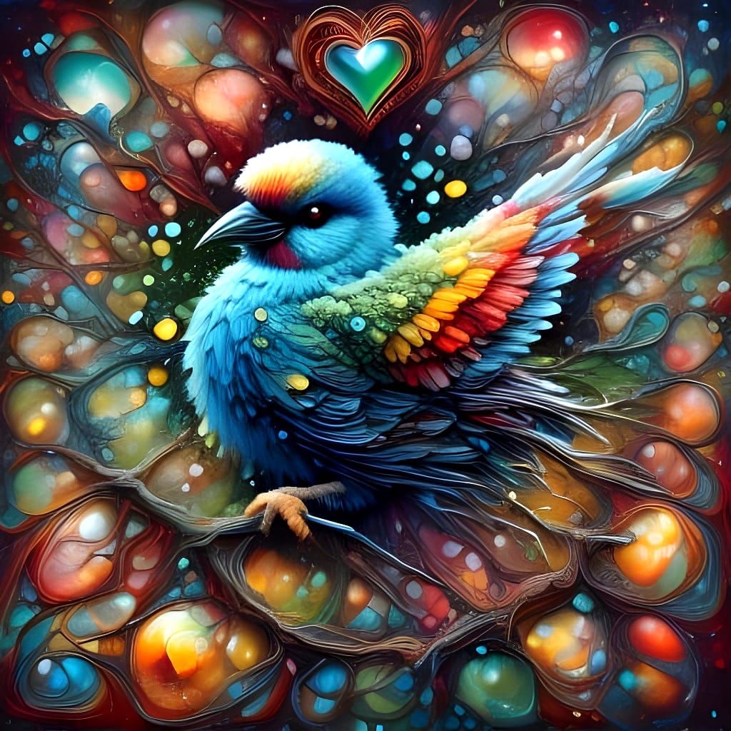 Love Bird in Stained Glass Style