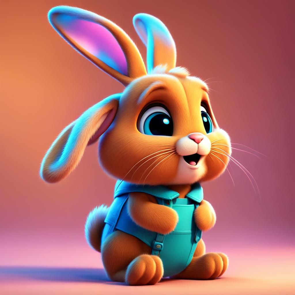 Cute Caramel Bunny in 3D Digital Art Style