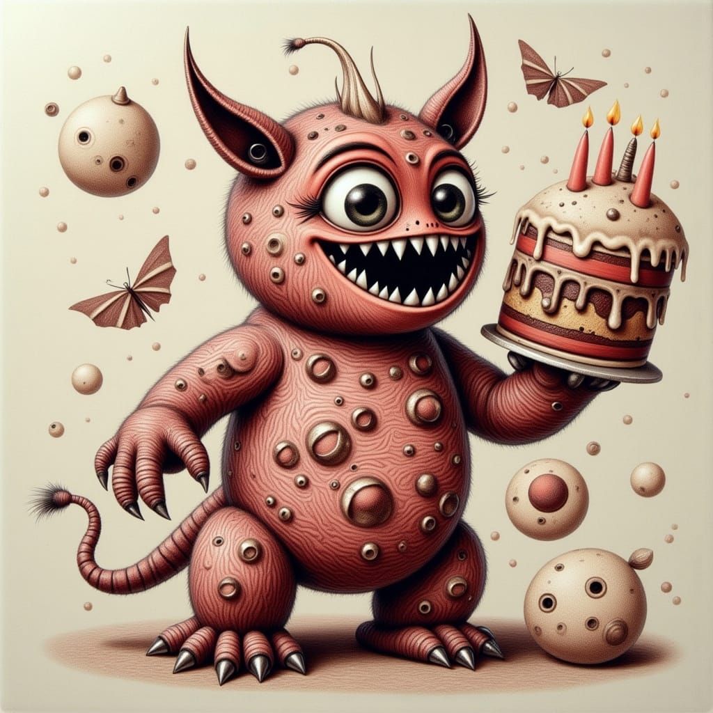 Crayon Monster Enjoys Delightful Flavors