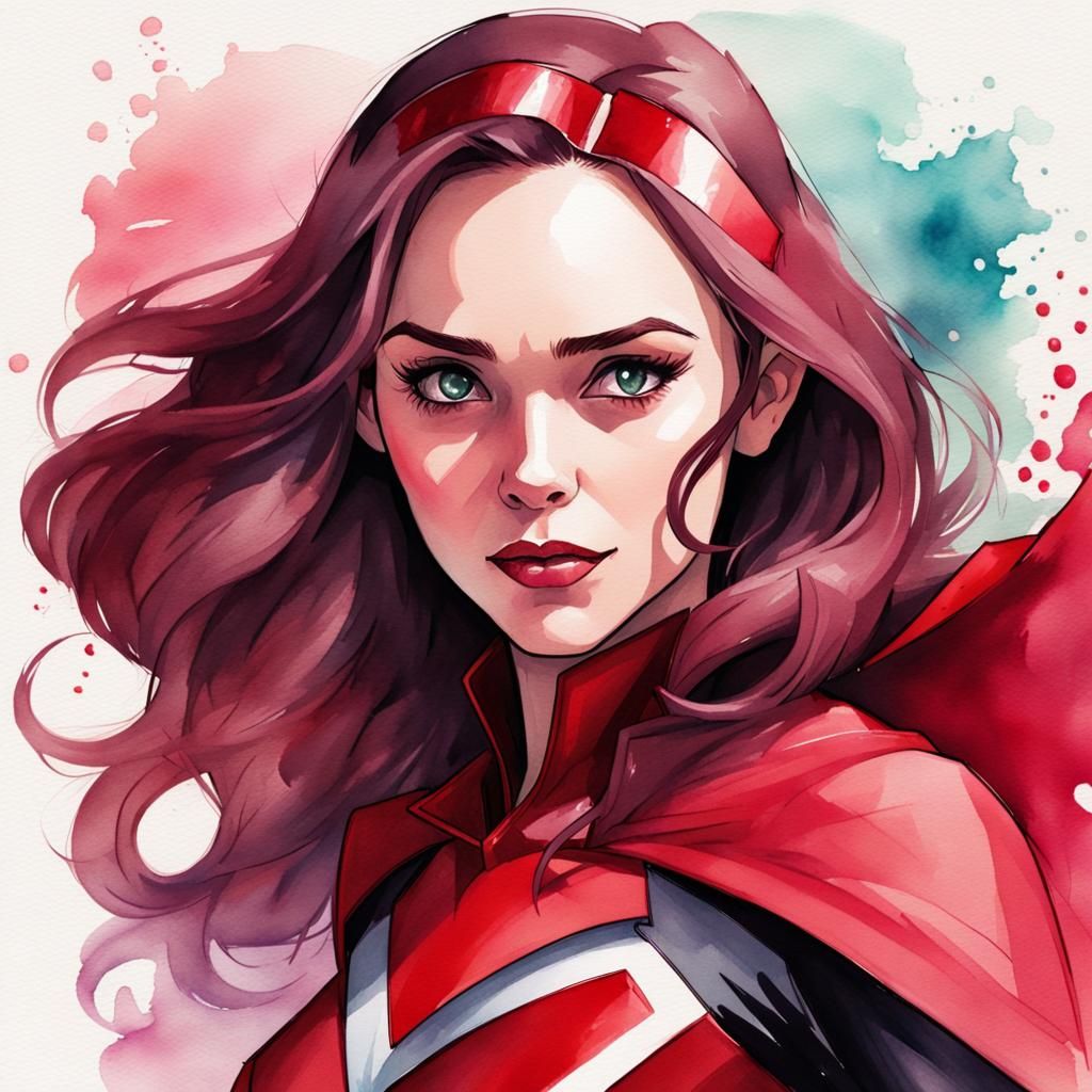 Wanda Maximoff Portrait in Splash Art Style