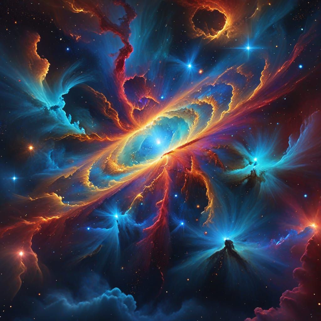 Celestial Cosmic Wonder in Vibrant Iridescent Hues