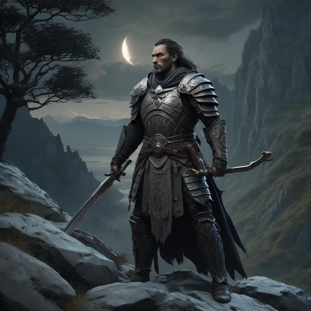 Ancient Romanian Warrior in Eerie Landscape