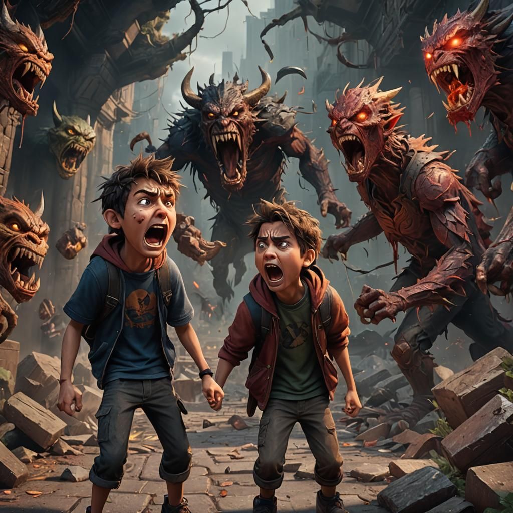 The angry boy yelling at his friend, with harsh words coming...