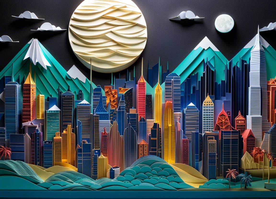 Kuala Lumpur Cityscape in Origami Style