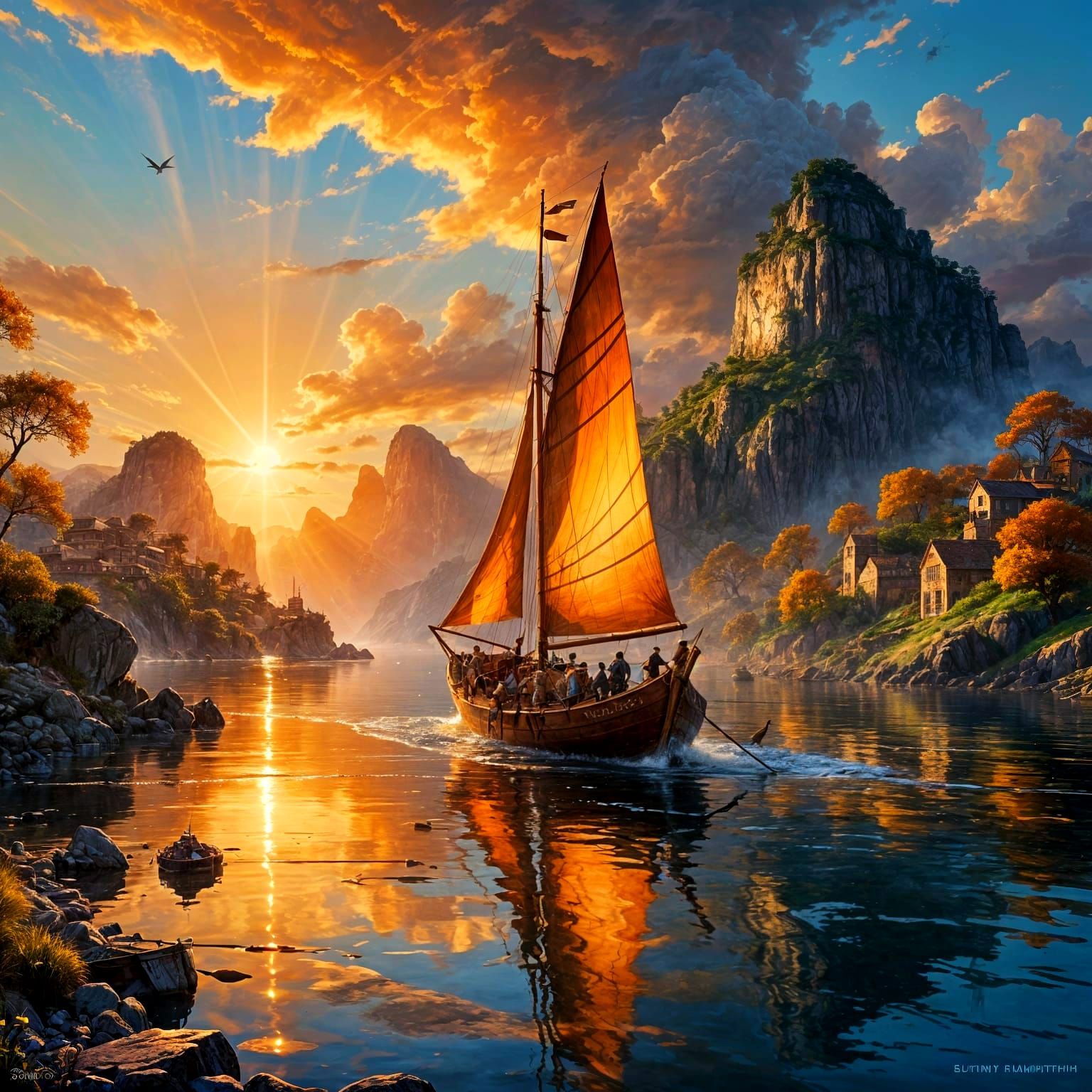 Epic Digital Marine Painting at Golden Hour
