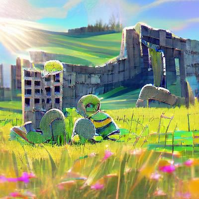 Grassy Ruins on a Sunny Day