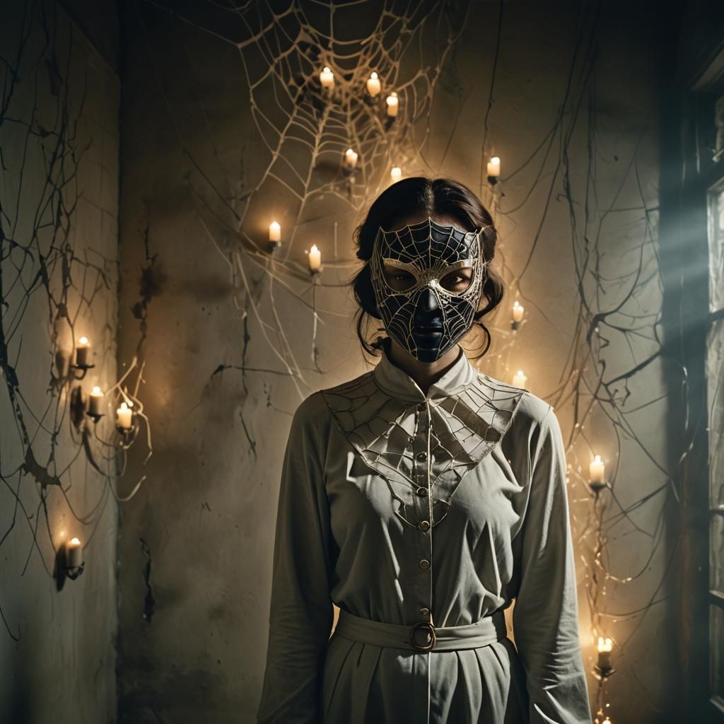Masked Woman in Dark Surrealism Style