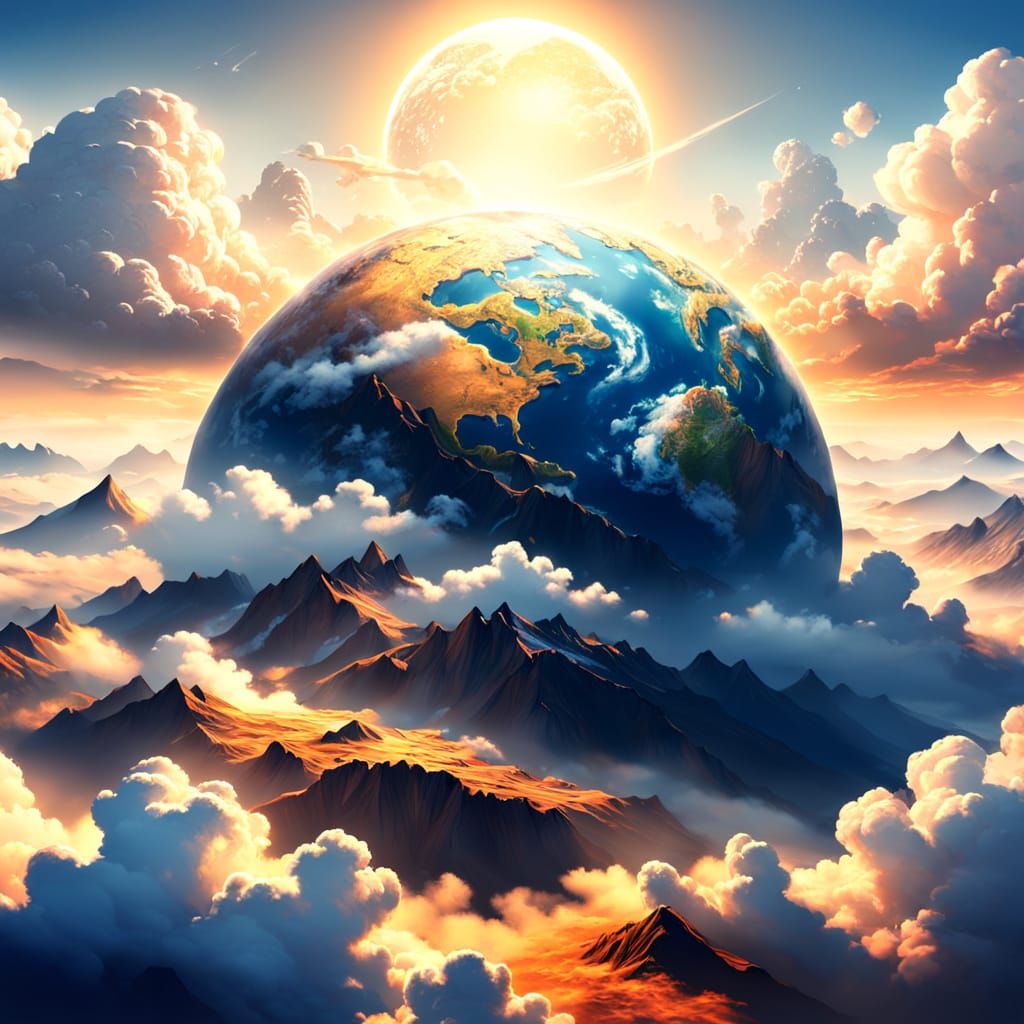 Earth Sleeping on Clouds: Fantasy Concept Art