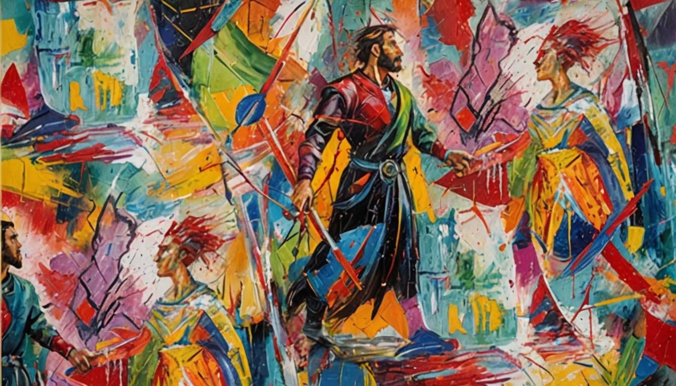 Abstract Expressionism Oil Painting with Vibrant Colors