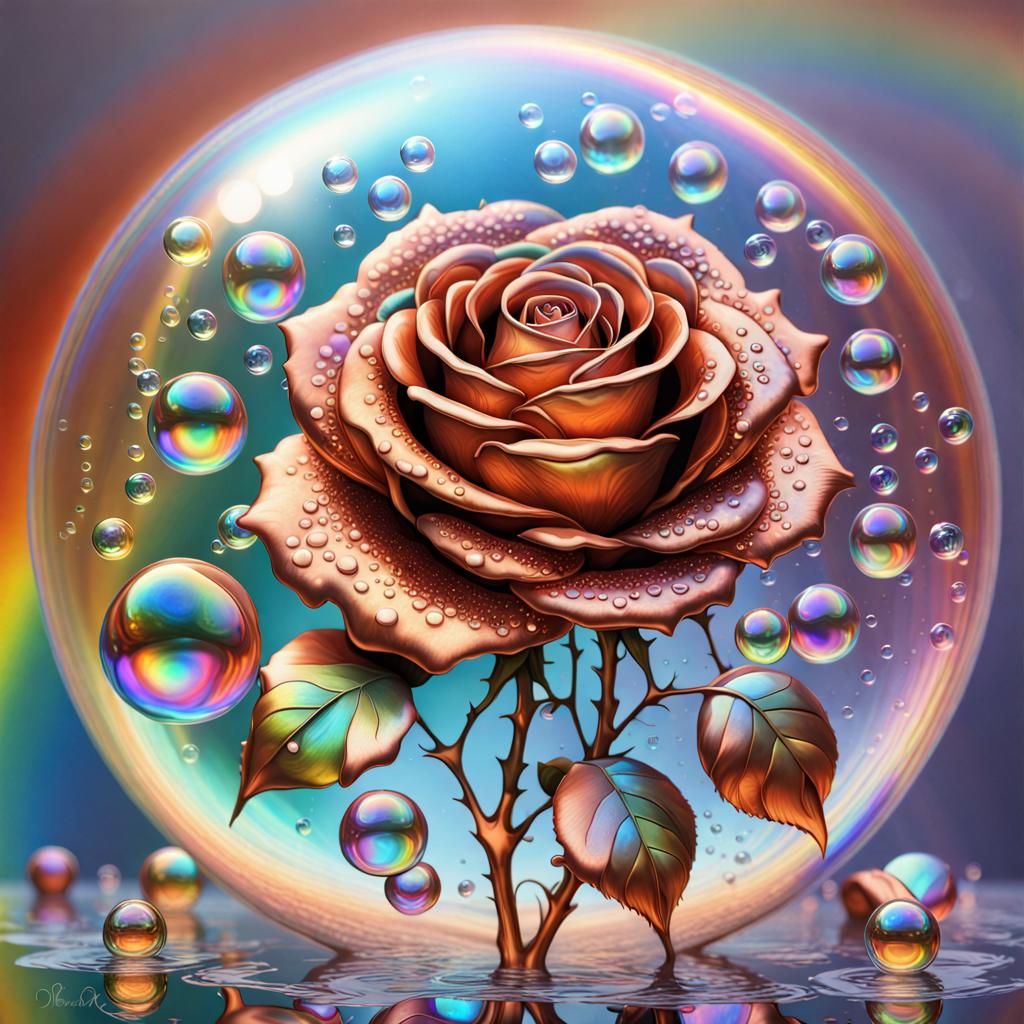 Copper Roses in Iridescent Bubbles Concept Art