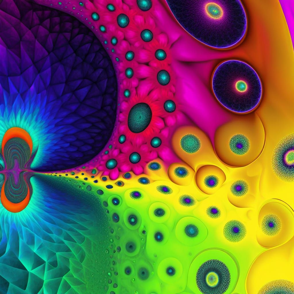 Abstract Geometric Art with Iridescent Colors and Neon Light...