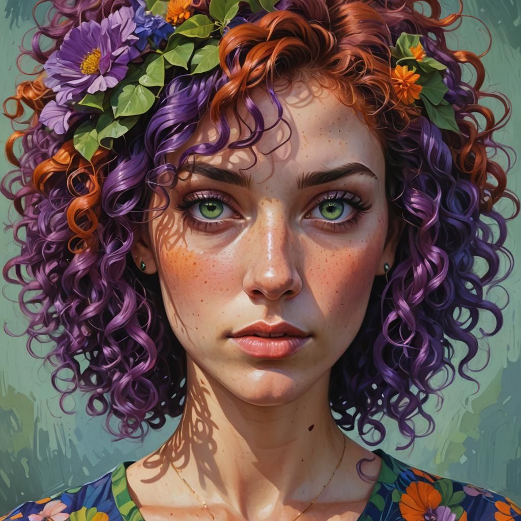 Vibrant Portrait of a Woman in Oil Painting Style