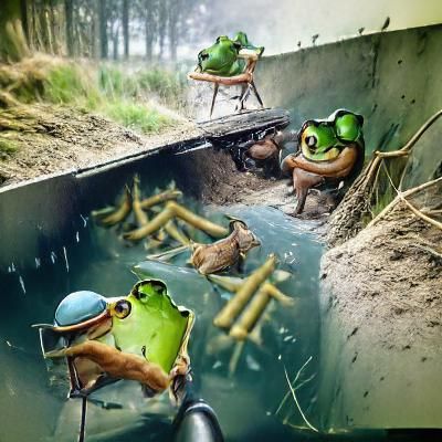 Frogs in a World War II Trench
