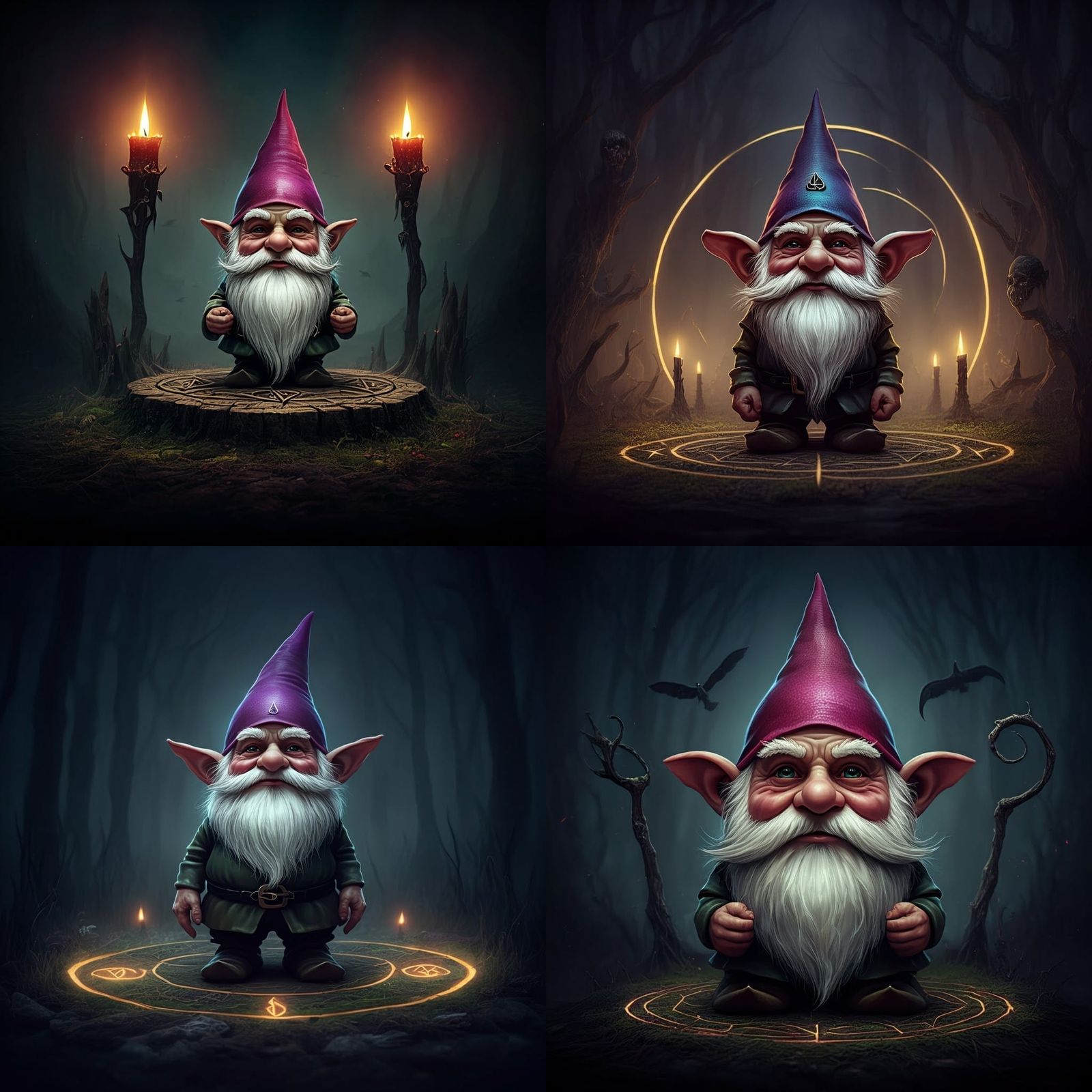 Gnome cult whimsy goth summoning circle