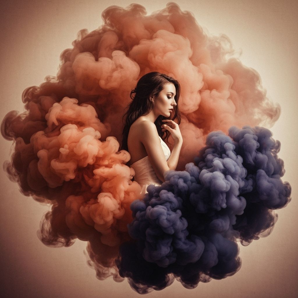 Elegant Woman Surrounded by Sparkling Mist, Impressionistic ...